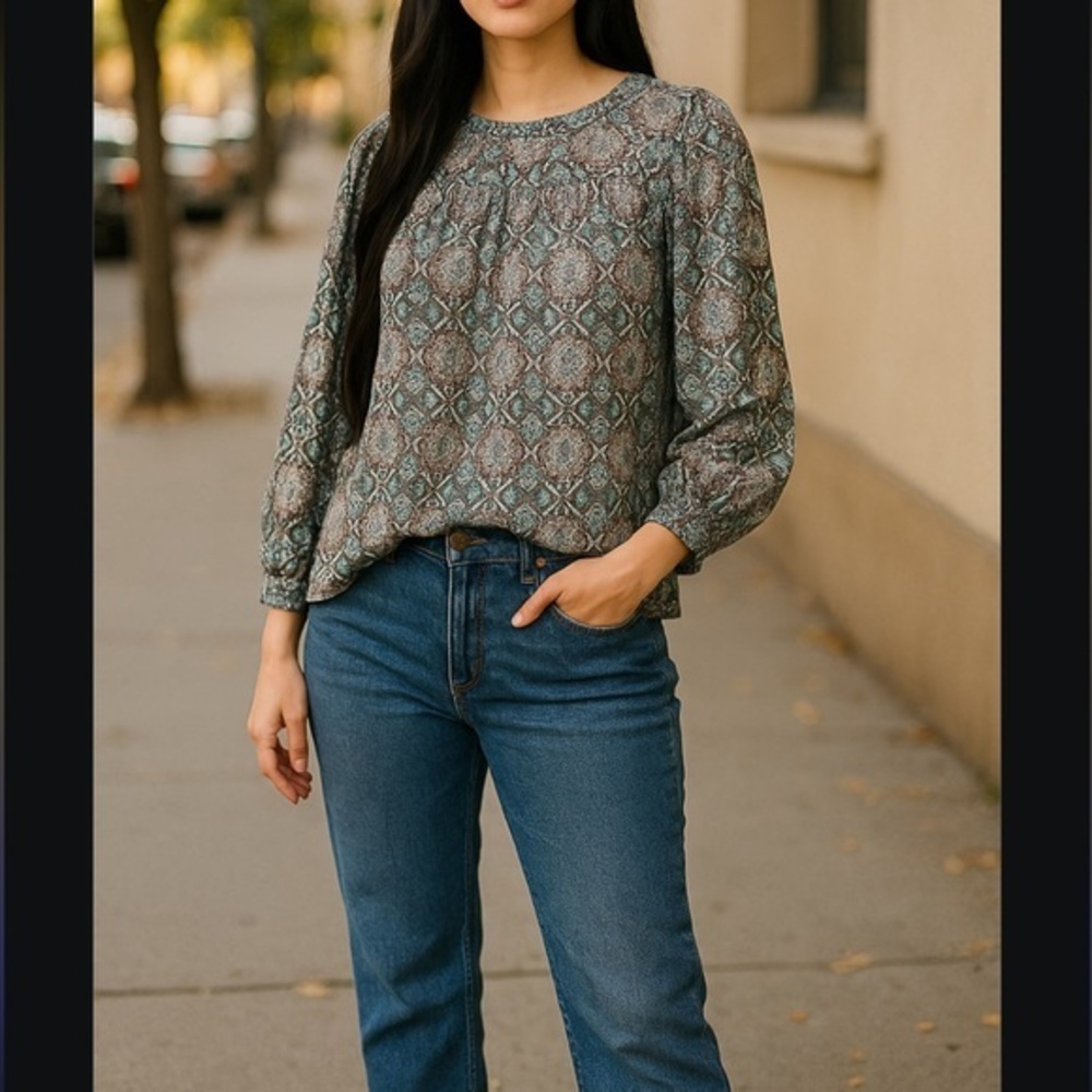 Belle by Kim Gravel Medallion Patterned Blouse